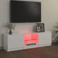 Miniatyrbillede 4 af 11: Tv-skab med LED-lys 120x30x35,5 cm hvid højglans - Tv-skab - Tv-skabe - Home & Living