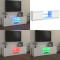 Miniatyrbillede 1 af 11: Tv-skab med LED-lys 120x30x35,5 cm hvid højglans - Tv-skab - Tv-skabe - Home & Living