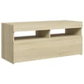 Miniatyrbild 8 av 11: TV-bänk med LED-belysning sonoma-ek 90x35x40 cm - Tv-bänk - Tv-bänkar - Home & Living
