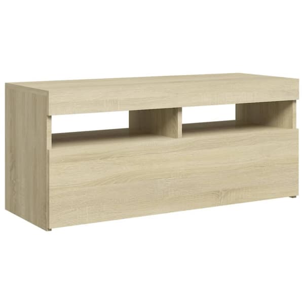 TV-bänk med LED-belysning sonoma-ek 90x35x40 cm - Tv-bänk - Tv-bänkar - Home & Living