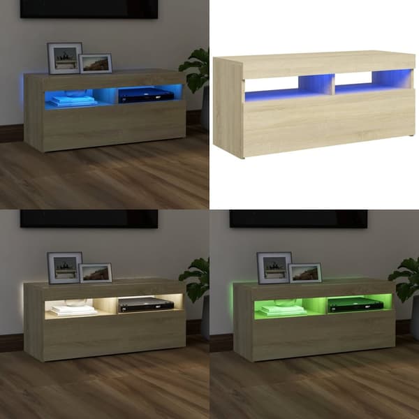 TV-taso LED-valoilla Sonoma-tammi 90x35x40 cm - TV-taso - TV-tasot - Home & Living