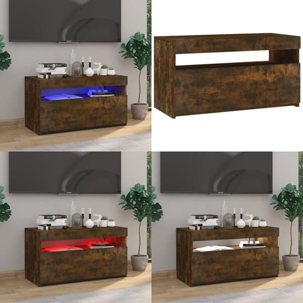 Tv-bord med LED-lys 75x35x40 cm røget egetræsfarve - Tv-skab - Tv-skabe - Home & Living
