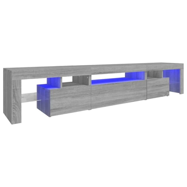 TV-bänk med LED-belysning grå sonoma 215x36,5x40 cm - TV-bänk - TV-bänkar - Home & Living