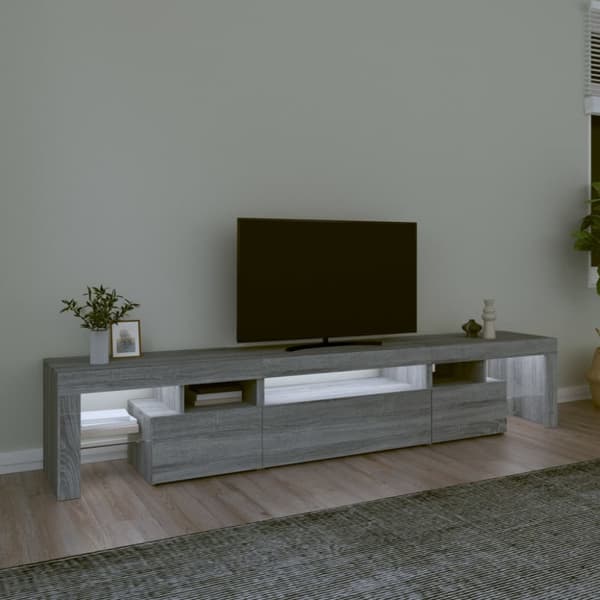 TV-bänk med LED-belysning grå sonoma 215x36,5x40 cm - TV-bänk - TV-bänkar - Home & Living