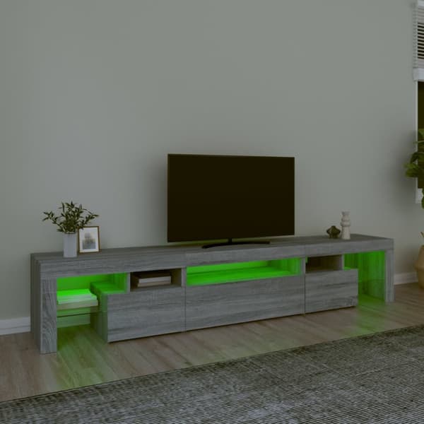 TV-bänk med LED-belysning grå sonoma 215x36,5x40 cm - TV-bänk - TV-bänkar - Home & Living
