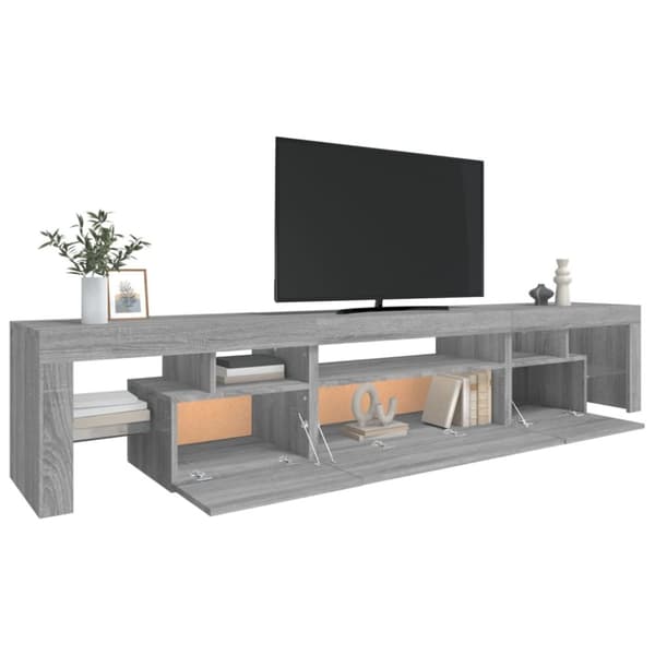 TV-bänk med LED-belysning grå sonoma 215x36,5x40 cm - TV-bänk - TV-bänkar - Home & Living