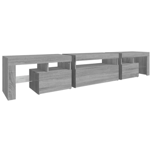 TV-bänk med LED-belysning grå sonoma 215x36,5x40 cm - TV-bänk - TV-bänkar - Home & Living