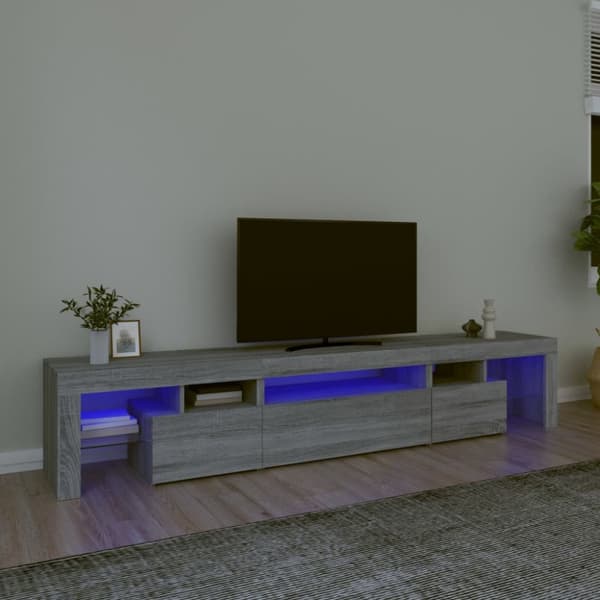 TV-bänk med LED-belysning grå sonoma 215x36,5x40 cm - TV-bänk - TV-bänkar - Home & Living