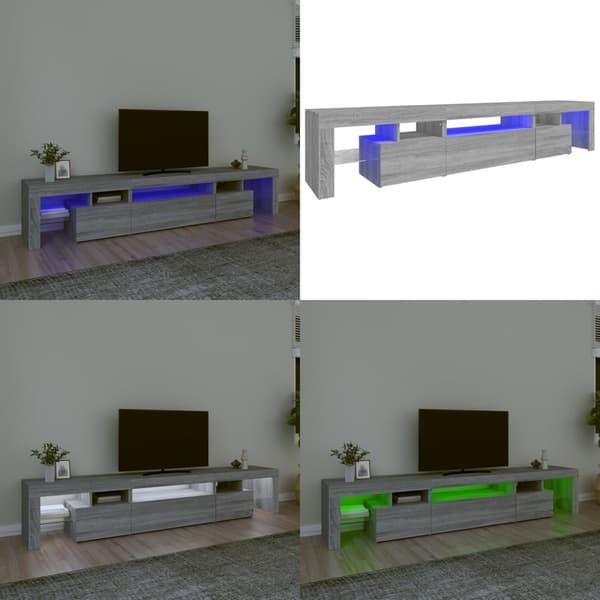 TV-bänk med LED-belysning grå sonoma 215x36,5x40 cm - TV-bänk - TV-bänkar - Home & Living