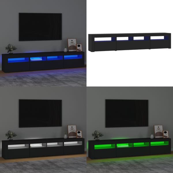 Tv-bänk med LED-belysning svart 210x35x40 cm - TV-bänk - TV-bänkar - Home & Living