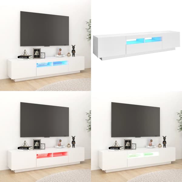 TV-bänk med LED-belysning vit 180x35x40 cm - TV-skåp - TV-skåp Med Lysdiod - Home & Living