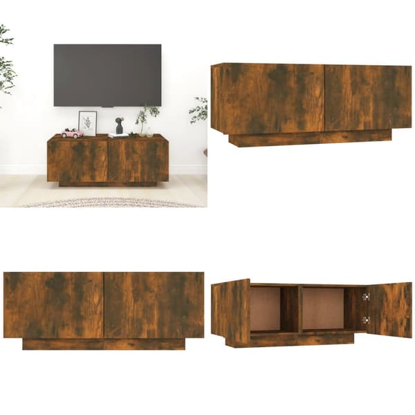 Tv-bänk rökfärgad ek 100x35x40 cm konstruerat trä - TV-bänk - TV-bänkar - Home & Living