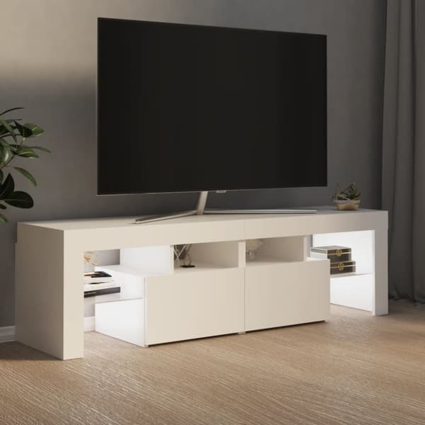 Tv-bänk med LED-belysning vit 140x36,5x40 cm - TV-bänk - TV-bänkar - Home & Living