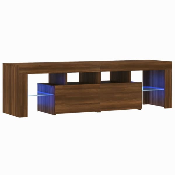 Tv-bänk med LED-belysning brun ek 140x36,5x40 cm - TV-bänk - TV-bänkar - Home & Living