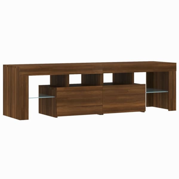 Tv-bänk med LED-belysning brun ek 140x36,5x40 cm - TV-bänk - TV-bänkar - Home & Living