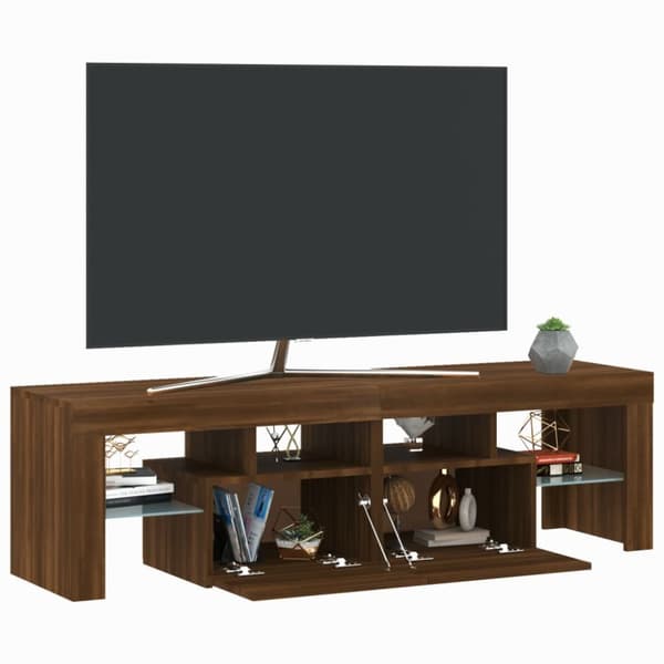 Tv-bänk med LED-belysning brun ek 140x36,5x40 cm - TV-bänk - TV-bänkar - Home & Living
