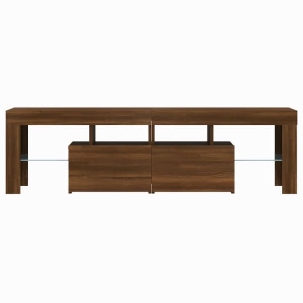 Tv-bänk med LED-belysning brun ek 140x36,5x40 cm - TV-bänk - TV-bänkar - Home & Living