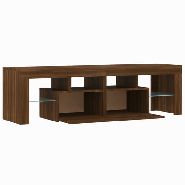 Tv-bänk med LED-belysning brun ek 140x36,5x40 cm - TV-bänk - TV-bänkar - Home & Living