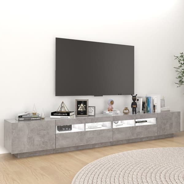 Tv-skab med LED-lys 260x35x40 cm betongrå - Tv-skab - Tv-skabe - Home & Living