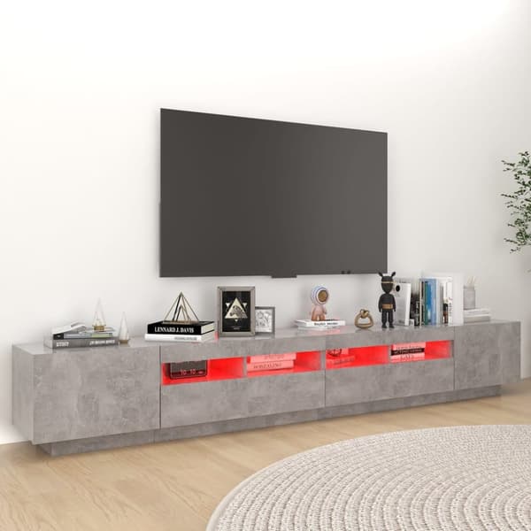 Tv-skab med LED-lys 260x35x40 cm betongrå - Tv-skab - Tv-skabe - Home & Living