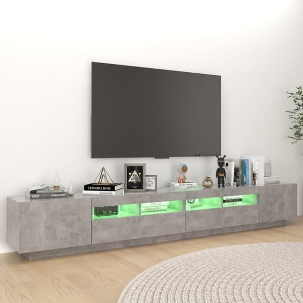 Tv-skab med LED-lys 260x35x40 cm betongrå - Tv-skab - Tv-skabe - Home & Living