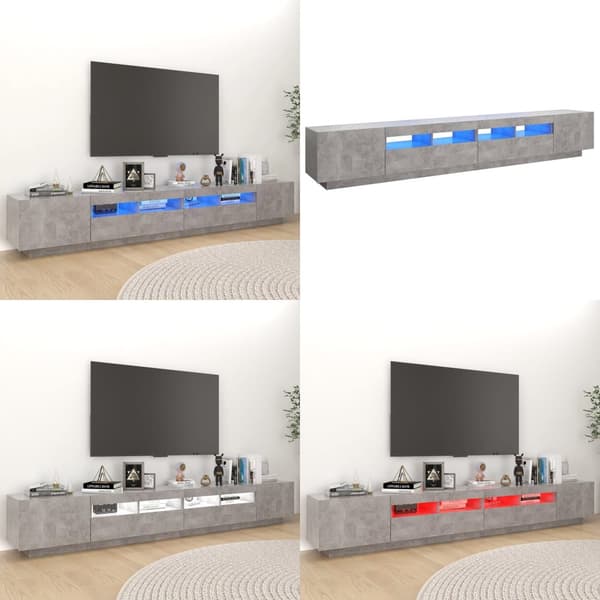 Tv-skab med LED-lys 260x35x40 cm betongrå - Tv-skab - Tv-skabe - Home & Living