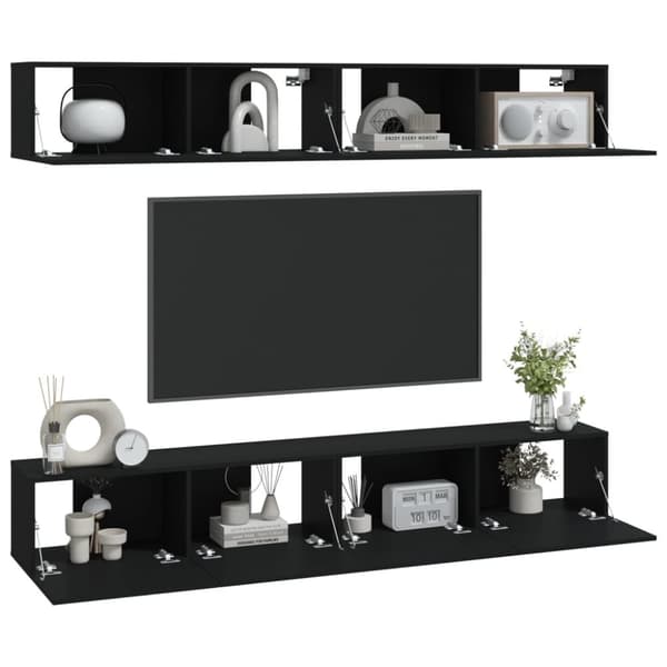 Väggmonterade tv-bänkar 4 st svart 100x30x30 cm - TV-bänk - TV-bänkar - Home & Living