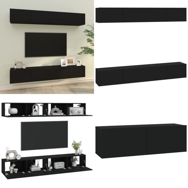 Väggmonterade tv-bänkar 4 st svart 100x30x30 cm - TV-bänk - TV-bänkar - Home & Living