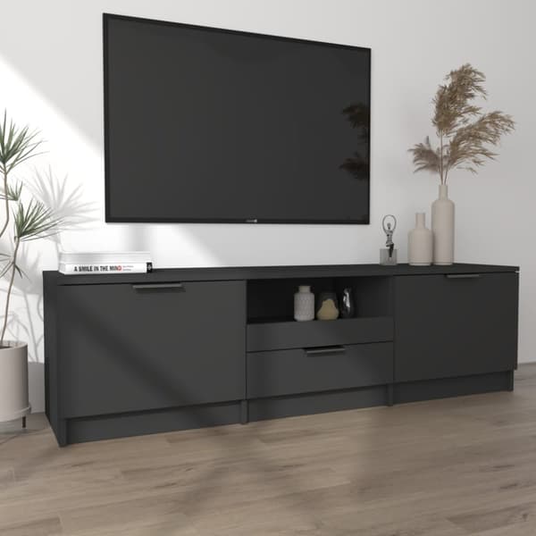 Tv-bänk svart 140x35x40 cm konstruerat trä - Tv-bänk - Tv-bänkar - Home & Living