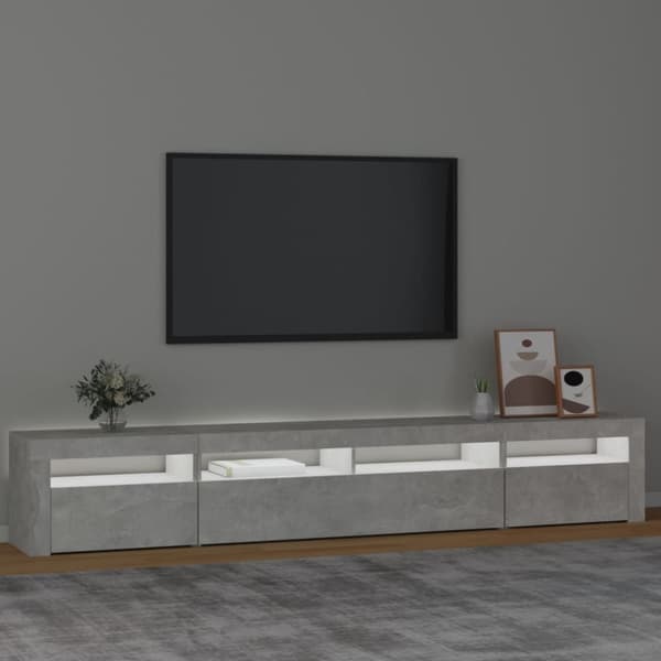 Tv-bänk med LED-belysning betonggrå 240x35x40 cm - TV-bänk - TV-bänkar - Home & Living