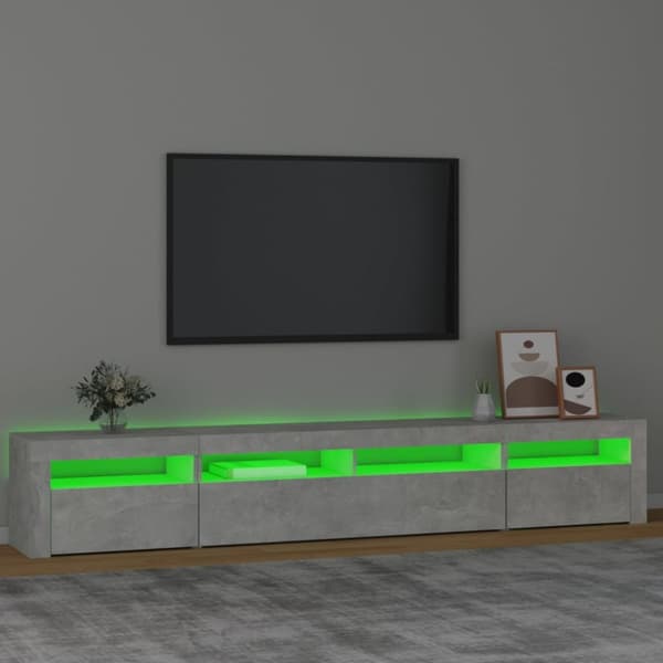 Tv-bänk med LED-belysning betonggrå 240x35x40 cm - TV-bänk - TV-bänkar - Home & Living