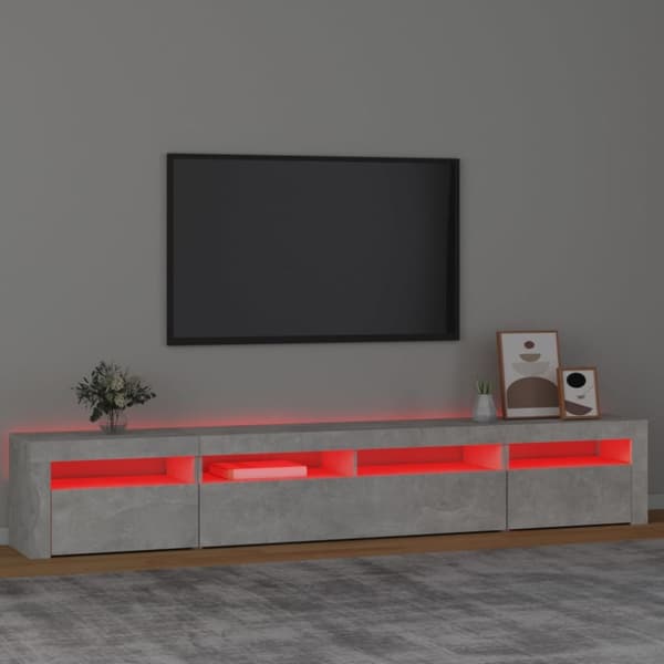 Tv-bänk med LED-belysning betonggrå 240x35x40 cm - TV-bänk - TV-bänkar - Home & Living