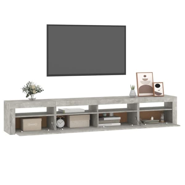Tv-bänk med LED-belysning betonggrå 240x35x40 cm - TV-bänk - TV-bänkar - Home & Living