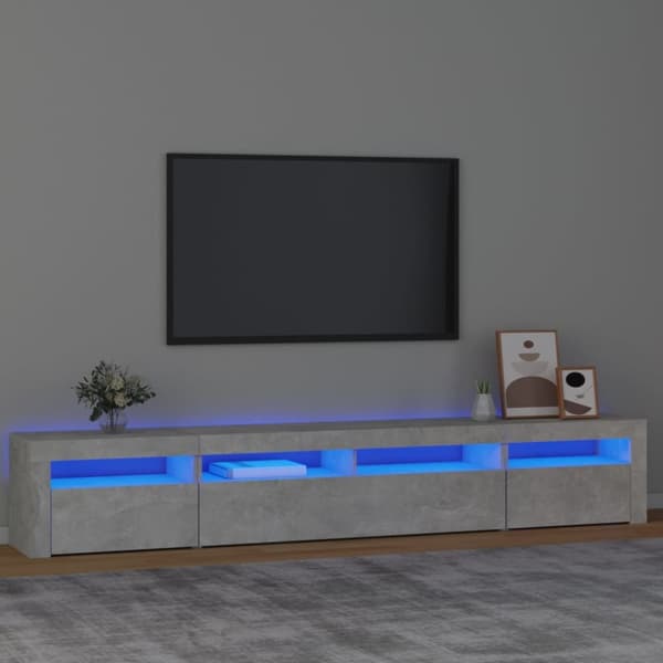 Tv-bänk med LED-belysning betonggrå 240x35x40 cm - TV-bänk - TV-bänkar - Home & Living