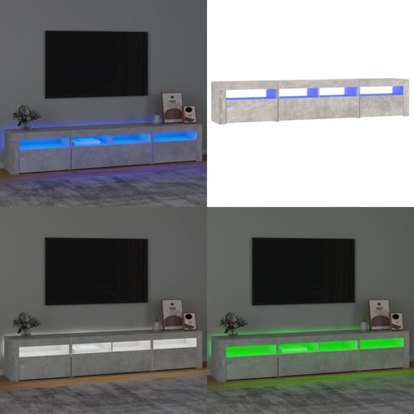 Tv-bänk med LED-belysning betonggrå 210x35x40 cm - TV-bänk - TV-bänkar - Home & Living
