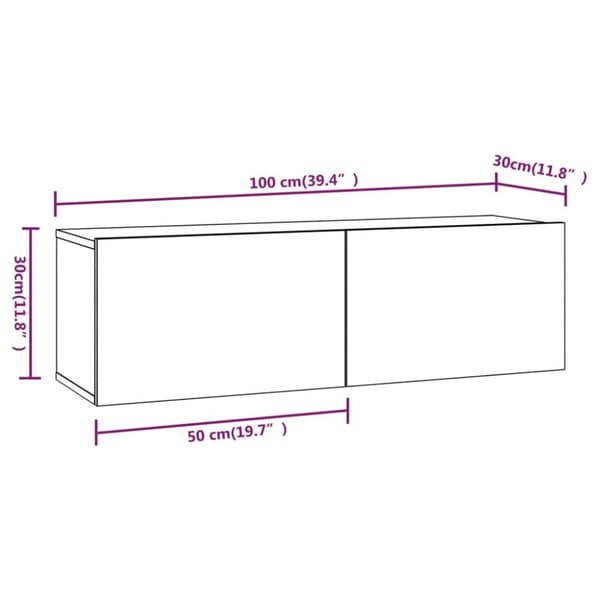 Væghængte tv-skabe 2 stk. 100x30x30 cm konstrueret træ hvid - Væghængt Tv-skab - Væghængte Tv-skabe - Home & Living