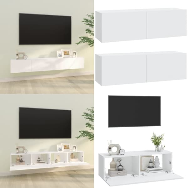 Væghængte tv-skabe 2 stk. 100x30x30 cm konstrueret træ hvid - Væghængt Tv-skab - Væghængte Tv-skabe - Home & Living