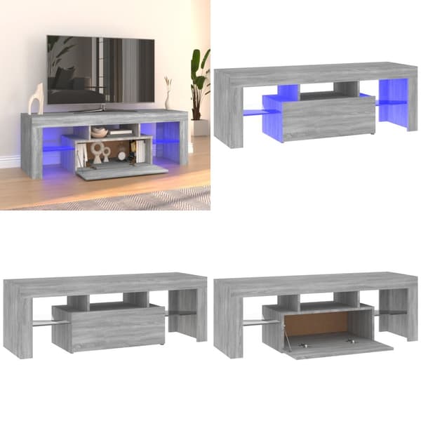 Tv-bord med LED-lys 120x35x40 cm grå sonoma-eg - Tv-skab - Tv-skabe - Home & Living
