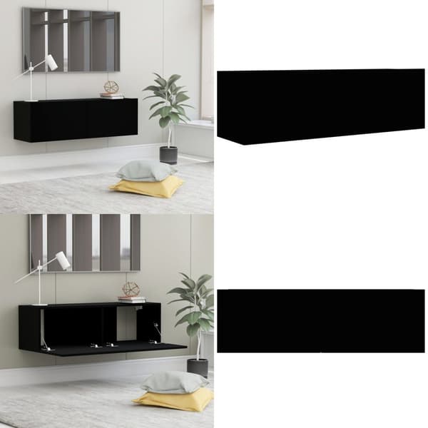 TV-bänk svart 100x30x30 cm konstruerat trä - Tv-bänk - Tv-bänkar - Home & Living