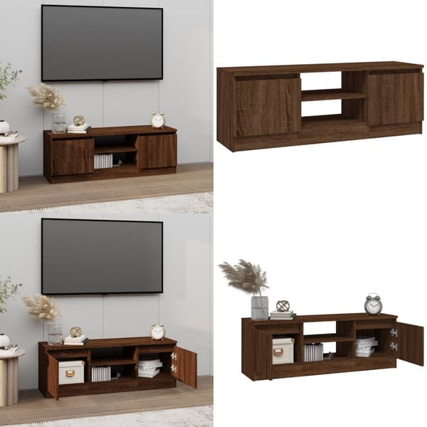TV-bänk med dörr Brun ek 102x30x36 cm - Tv-bänk - Tv-bänkar - Home & Living