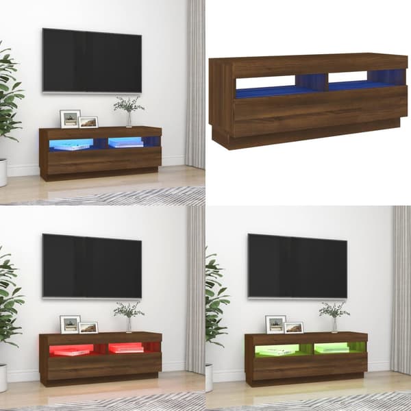 TV-taso LED-valoilla ruskea tammi 100x35x40 cm - TV-taso - TV-tasot - Home & Living
