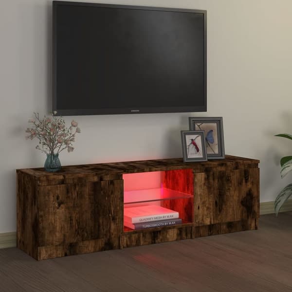 Tv-bänk med LED-belysning rökfärgad ek 120x30x35,5 cm - TV-bänk - TV-bänkar - Home & Living
