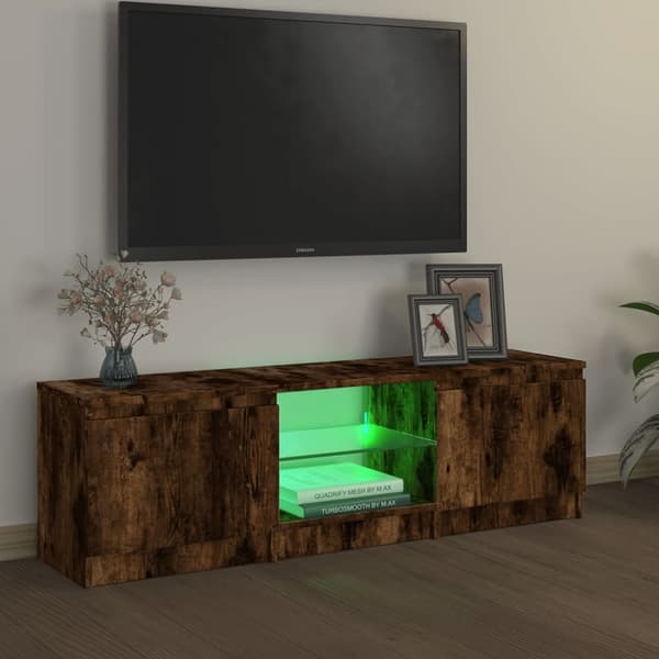 Tv-bänk med LED-belysning rökfärgad ek 120x30x35,5 cm - TV-bänk - TV-bänkar - Home & Living