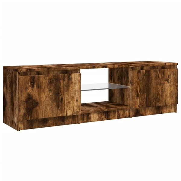 Tv-bänk med LED-belysning rökfärgad ek 120x30x35,5 cm - TV-bänk - TV-bänkar - Home & Living