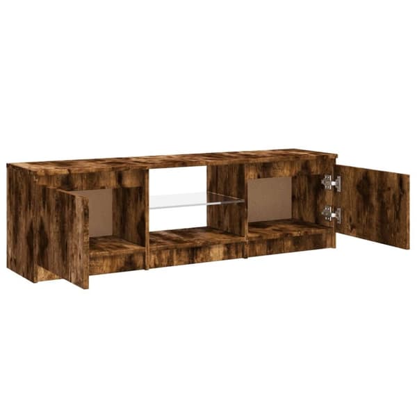 Tv-bänk med LED-belysning rökfärgad ek 120x30x35,5 cm - TV-bänk - TV-bänkar - Home & Living