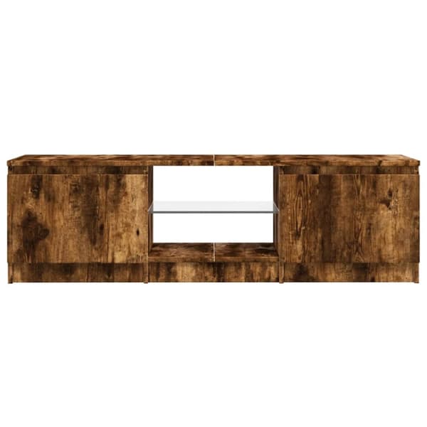 Tv-bänk med LED-belysning rökfärgad ek 120x30x35,5 cm - TV-bänk - TV-bänkar - Home & Living