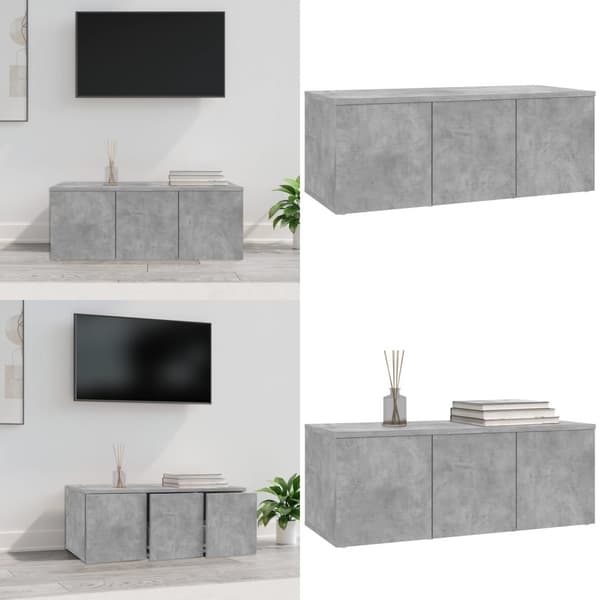 TV-bänk betonggrå 80x34x30 cm spånskiva - Tv-bänk - Tv-bänkar - Home & Living
