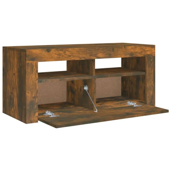 Tv-bord med LED-lys 90x35x40 cm røget egetræsfarve - Tv-skab - Tv-skabe - Home & Living