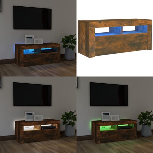 Tv-bord med LED-lys 90x35x40 cm røget egetræsfarve - Tv-skab - Tv-skabe - Home & Living