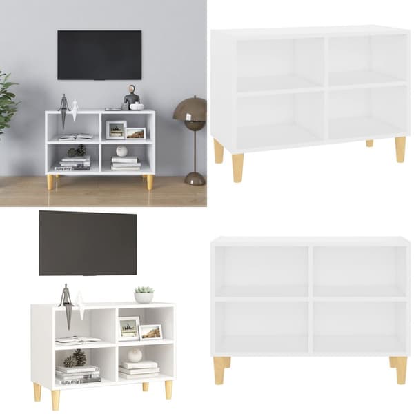 TV-bänk med massiva ben vit 69,5x30x50 cm - TV-bänk - TV-bänkar - Home & Living